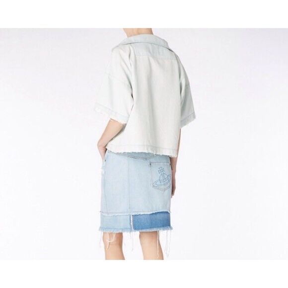 VIVIENNE WESTWOOD ANGLOMANIA Distressed Oversized Denim Top Large - Picture 2 of 7
